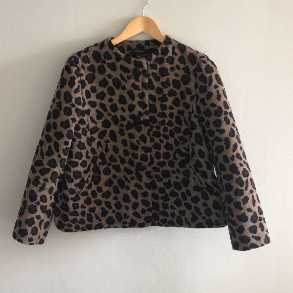 Ann Taylor Leopard Print Wool Blazer